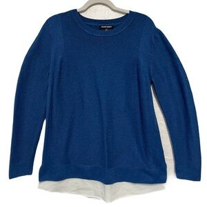 Hilary Radley Blue Knit Layered Look Sweater Top